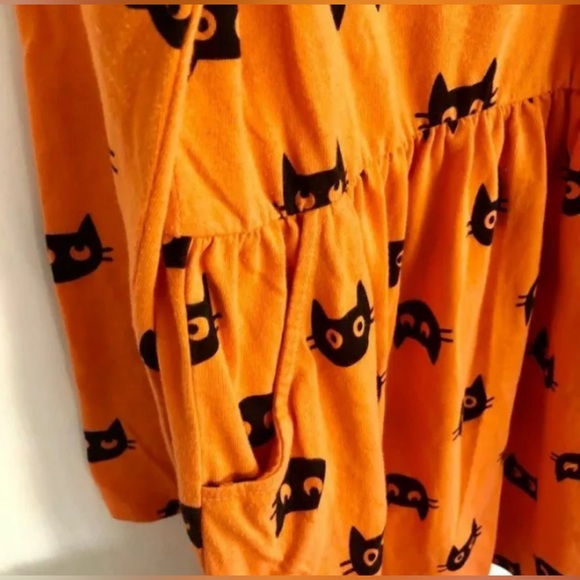 Girls Halloween Cat & Jack 10 12 Dress with Black Cats and matching knee socks - Picture 4 of 7